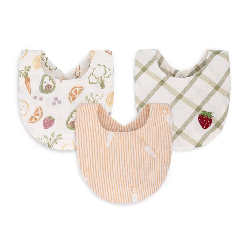Clementine Fruit & Veggie Cotton Bandana Baby Bib (3 Pack) image number 0