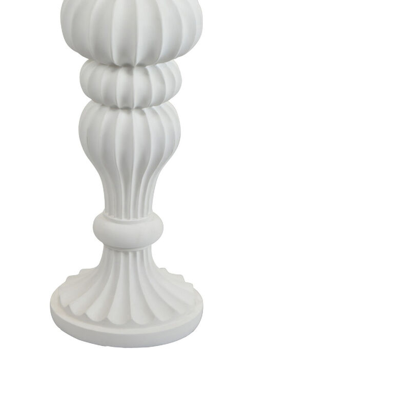 Tabletop D&eacute;cor Candle Holder, Fluted Turned Baluster, White Resin, 18 Inch image number 3