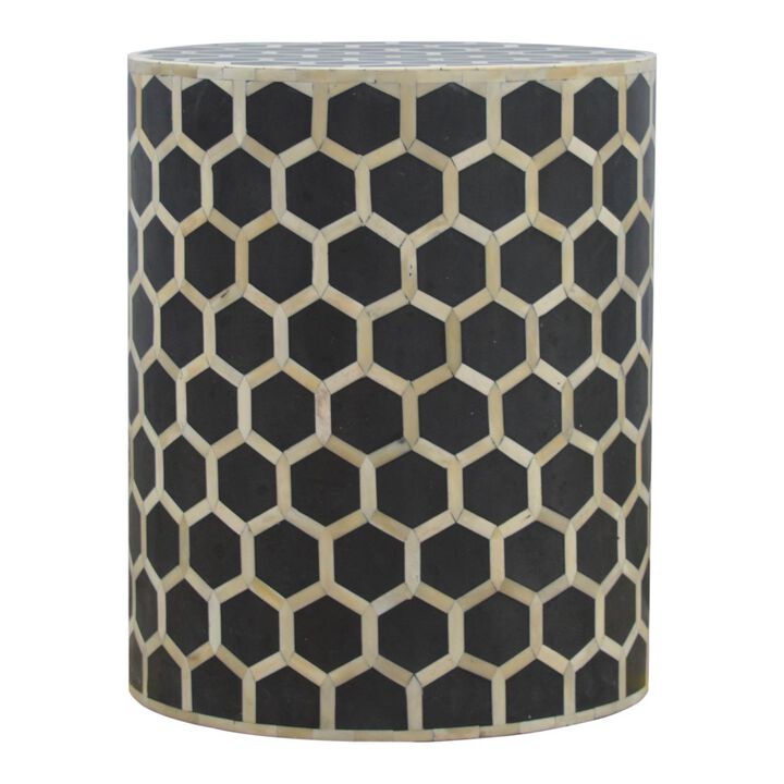 Artisan Furniture Solid Wood Bone Inlay Occasional Stool , Brown