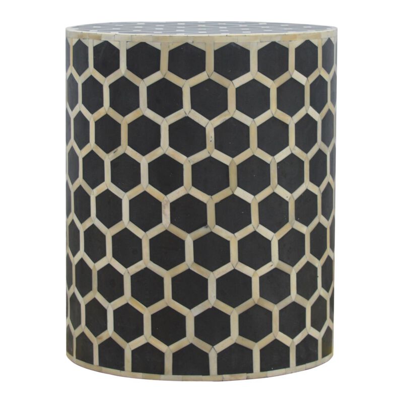 Artisan Furniture Solid Wood Bone Inlay Occasional Stool , Brown image number 0
