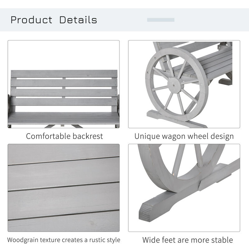 Hivvago Wooden Wagon Wheel Garden Bench image number 4
