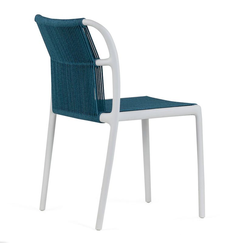 Glamour Home Set of 2 Belden Blue Woven Rope Fabric Dining Chair with Plastic Frame