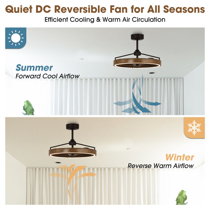 27" Farmhouse Brown LED Ceiling Fan with Remote Control