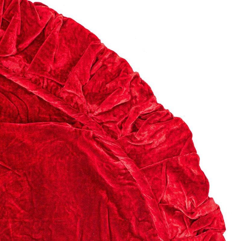 Vickerman 60" Plush Red Velvet Christmas Tree Skirt image number 1
