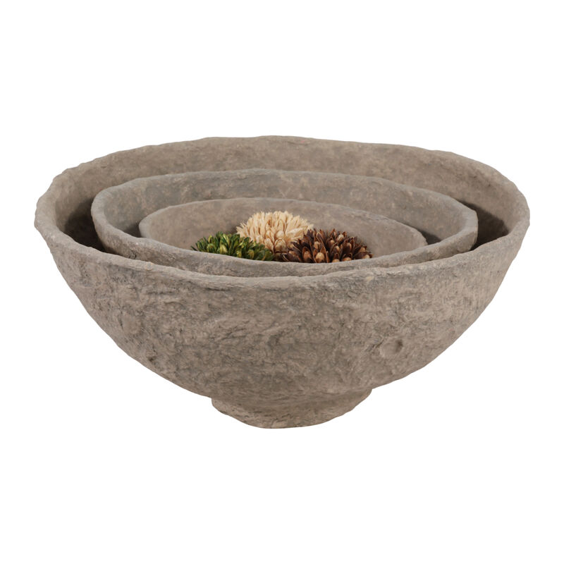 S/3 Paper Mache Bowls, Taupe image number 1