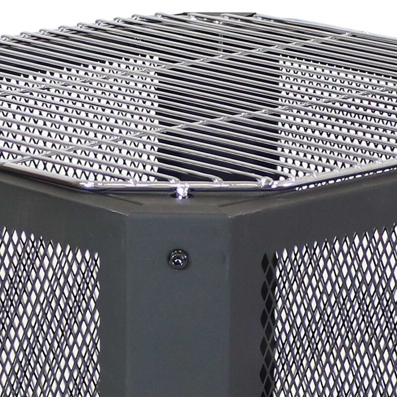 Sunnydaze 16 in Grelha Square Steel Fire Pit with Grilling Grate - Black