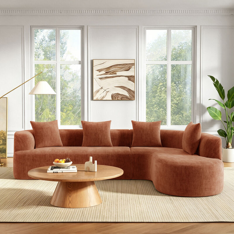 Whisen 116.5" Cloud Sectional Sofa, L-Shaped Chenille with Memory Foam, 4-Seat Curved Couch for Living Room image number 2
