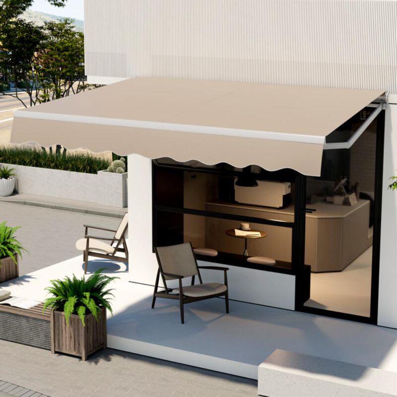 Hivvago Outdoor Manual Retractable Awning Cover Shelter Patio Sun Shade