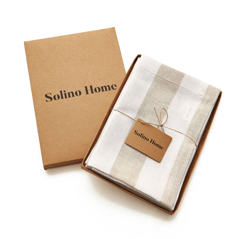Linen Dinner Napkins - Cabana Stripe