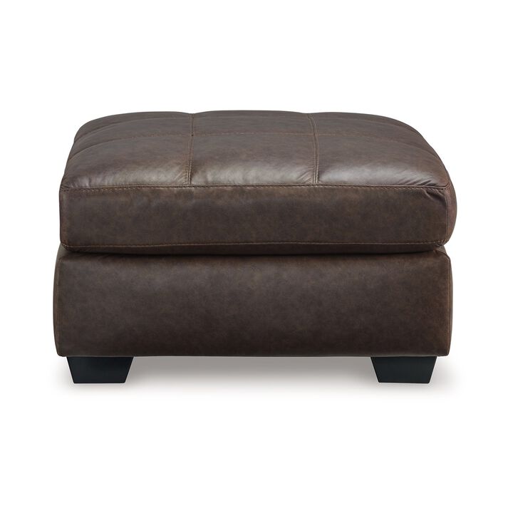 Barl Oversized Ottoman, Plush Dark Brown Faux Leather Cushion, 36 Inch - Benzara