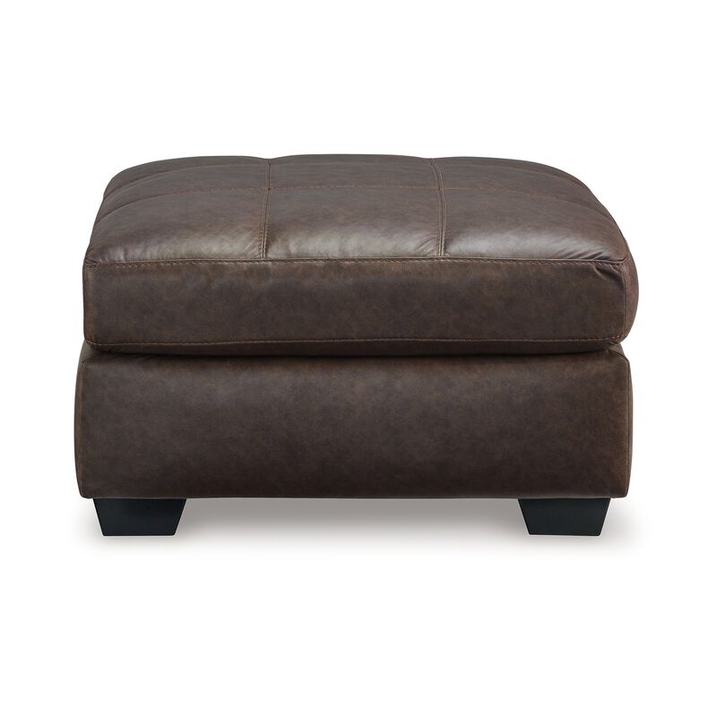 Barl Oversized Ottoman, Plush Dark Brown Faux Leather Cushion, 36 Inch - Benzara