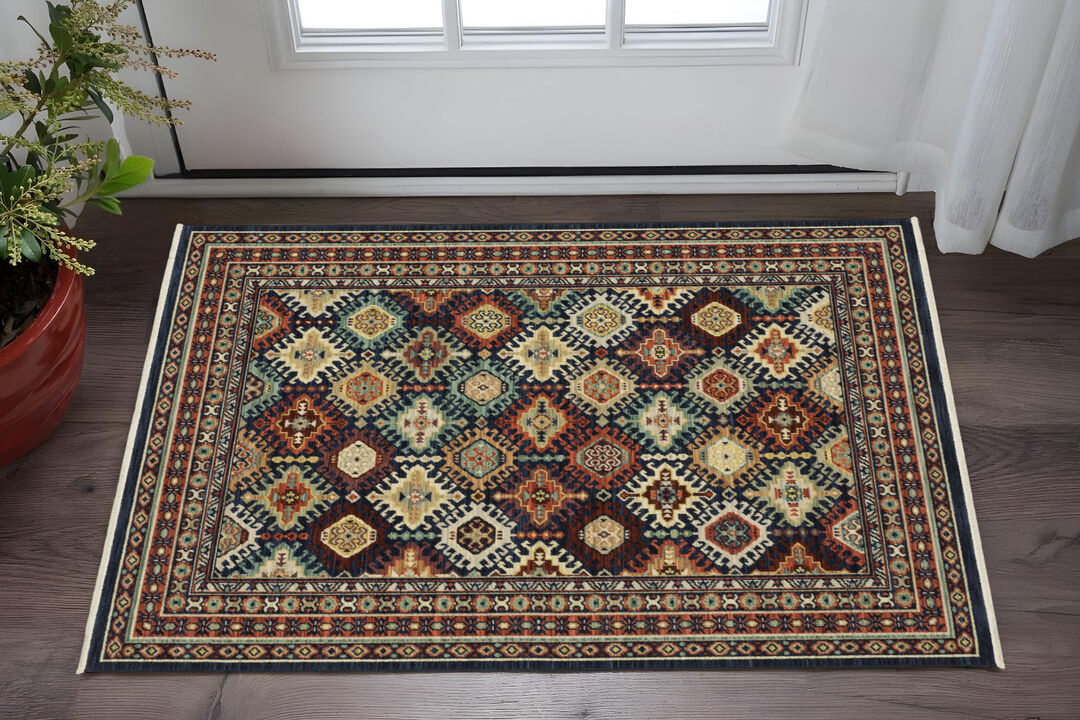 HomeRoots Oriental Area Rug With Fringe