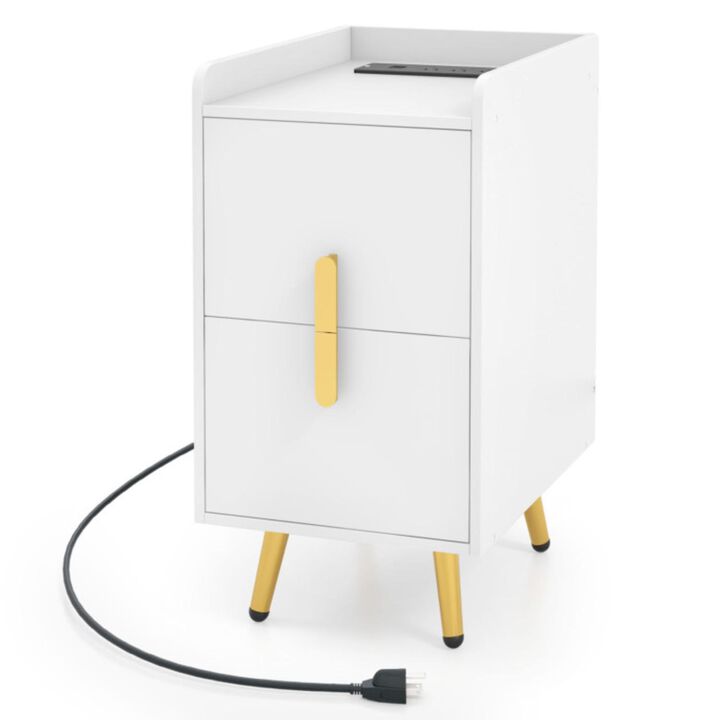 Hivvago Nightstand Side Tables with 2 Drawers and 2 USB Ports
