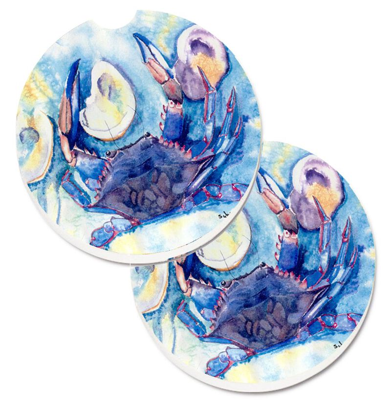Caroline's Treasures Crab Set of 2 Cup Holder Car Coasters 8042CARC, 2.56, Multicolor image number 0