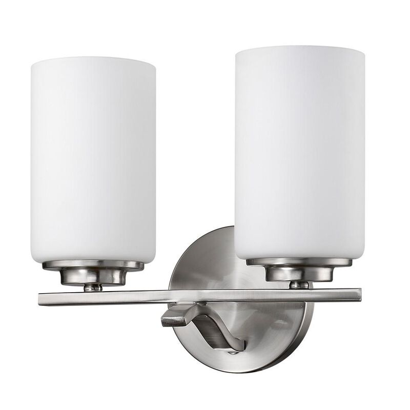 Hivvago Two Light Silver and Glass Wall Sconce