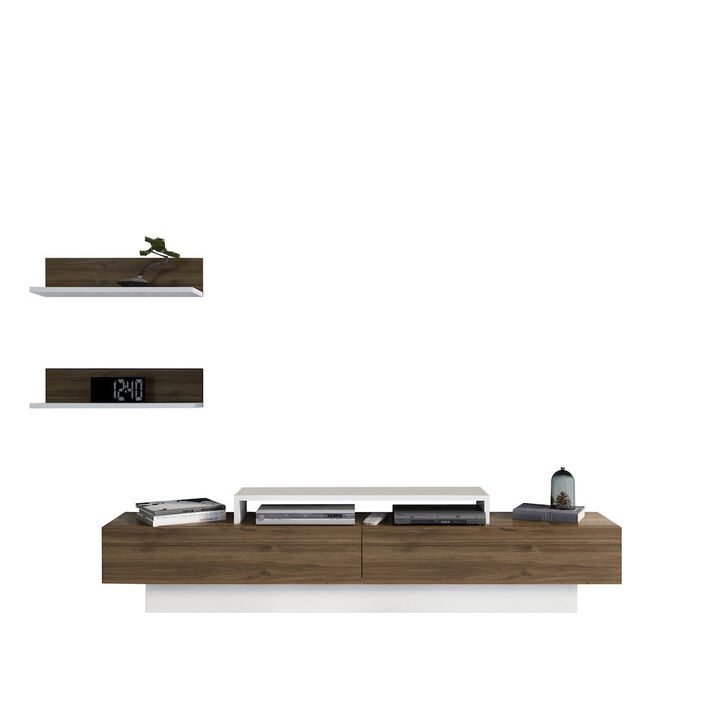 Decorotika Lusi Tv Stand White&Walnut