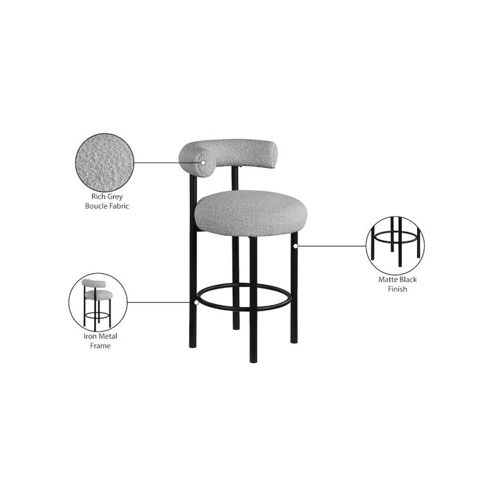 Meridian Furniture Bordeaux Boucle Fabric Stool, Set of 2