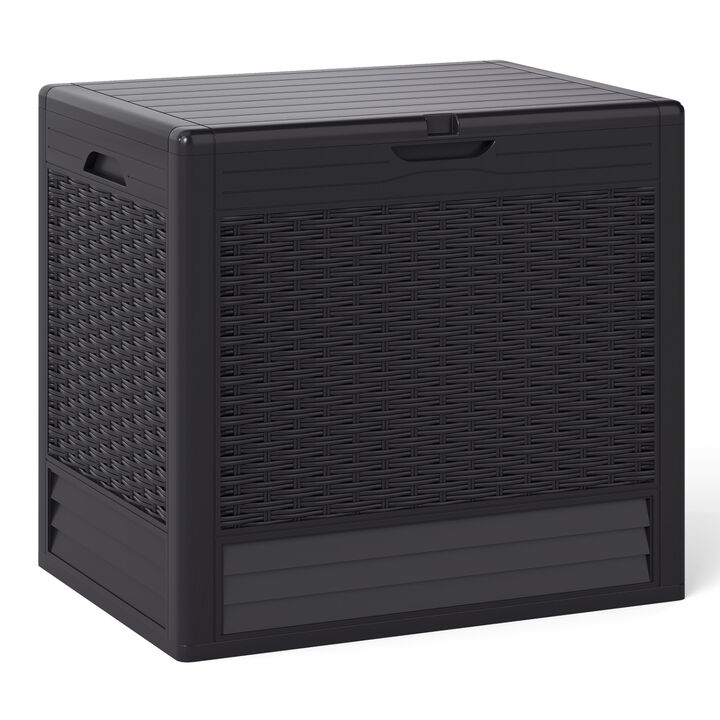 25 Gallon Outdoor Rattan Pattern Storage Box for Space Saving Garden and Patio Storage