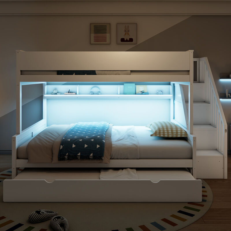 Merax Full XL over Queen Bunk Bed with Storage Staircase image number 3