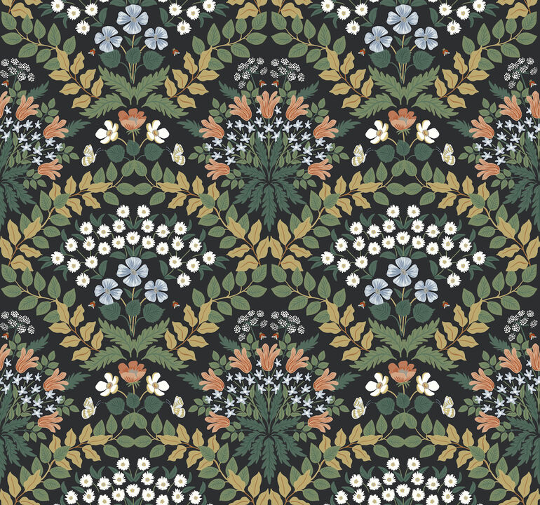 Bramble Black & Green Wallpaper
