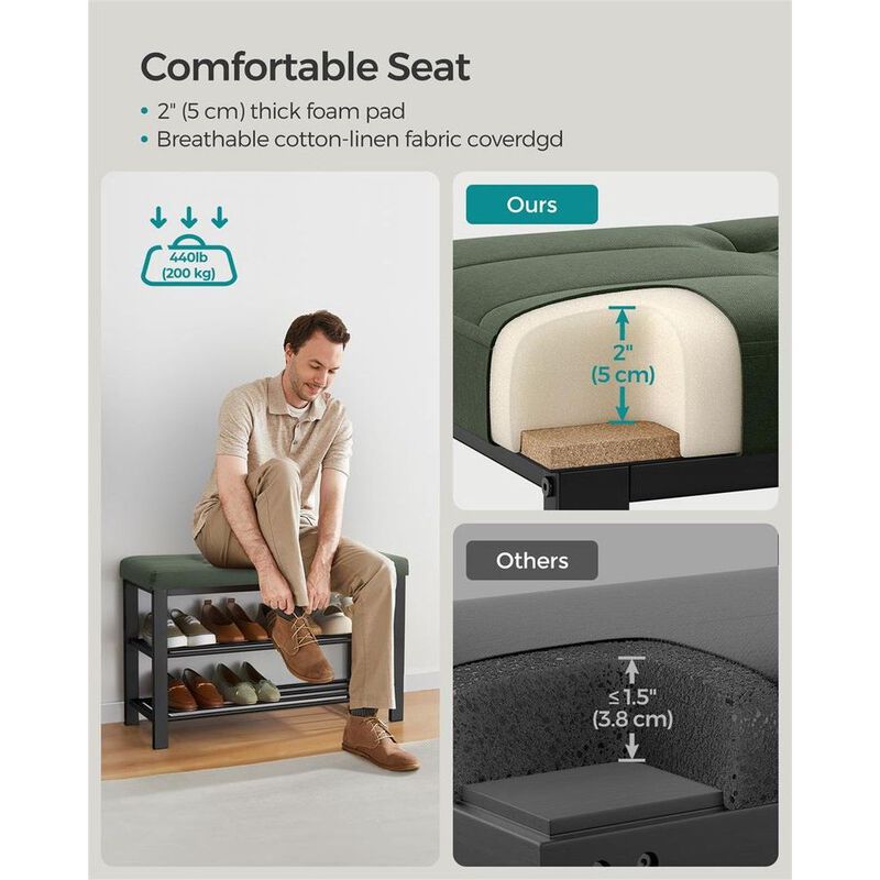 Entryway Shoe Storage Bench with Cushion image number 3