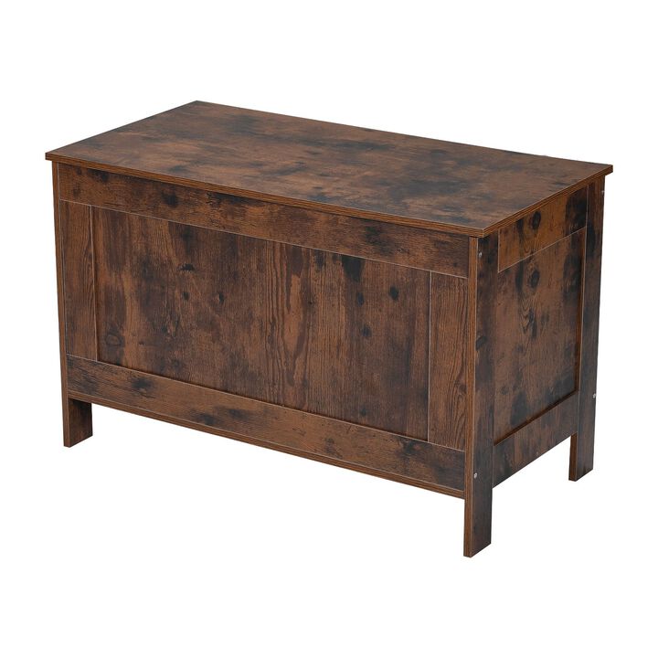 Retro Kids Storage Bench with Hidden Toy Box for Bedroom and Playroom-Brown