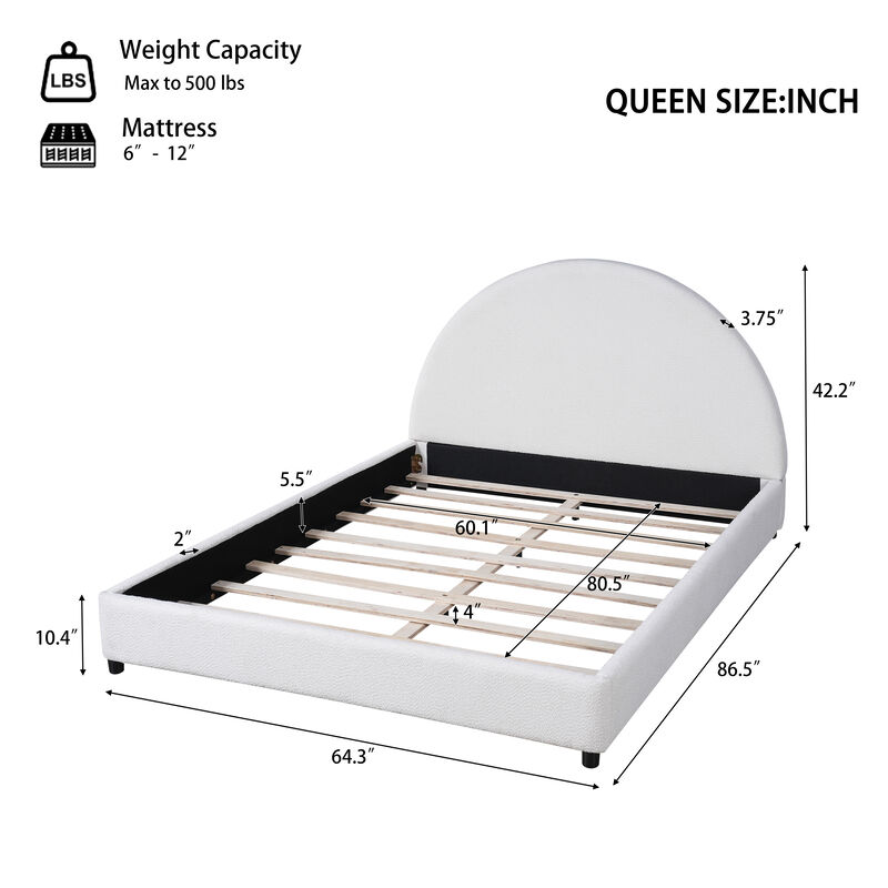 Merax Soft Pack Bed with Ergonomic Half-Round Design & Premium Boucle Fabric image number 6