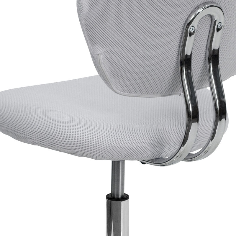 Beverly Mid-Back White Mesh Padded Swivel Task Office Chair with Chrome Base image number 6