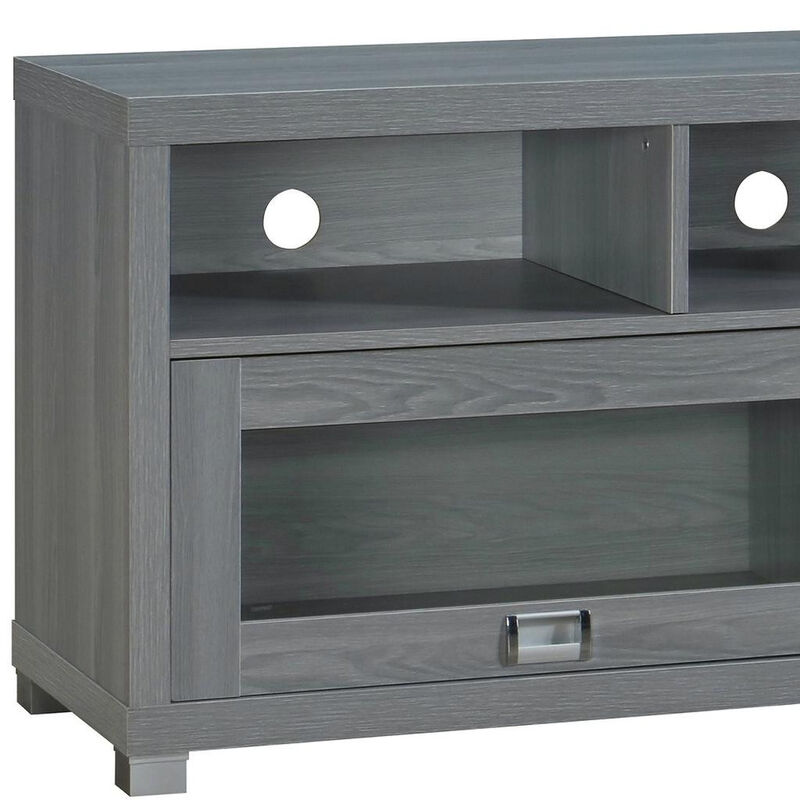 HomeRoots 57" Gray Wood Enclosed and Open Storage TV Stand image number 5