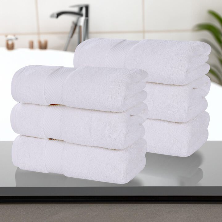 6 Piece Hand Towel Set in Zero Twist Cotton for Bathroom and Guest Use
