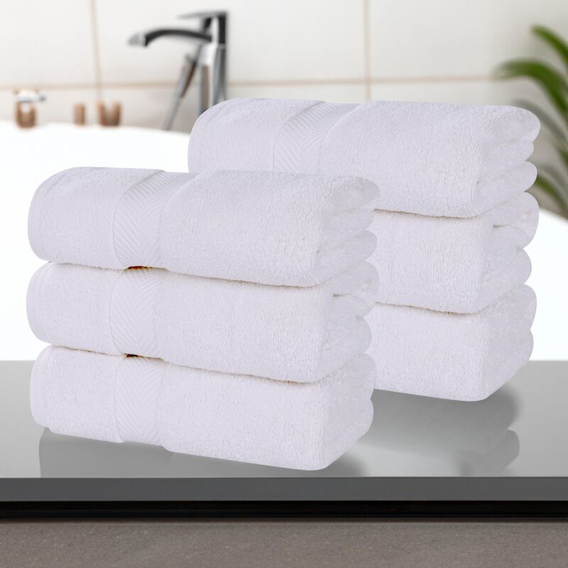 6 Piece Hand Towel Set in Zero Twist Cotton for Bathroom and Guest Use image number 1