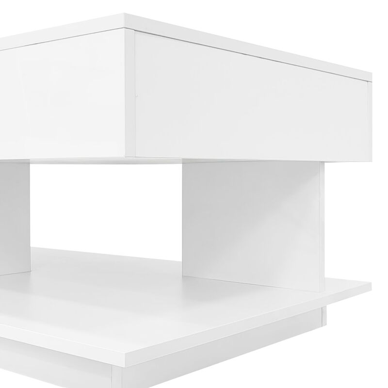 Clihome 41.3''-76.7'' Extendable Coffee Table, Efficient Central Coffee Table with Multiple Storage Compartments, Multifunctional Adjustable Coffee Table with Hidden Storage Space for Living Room image number 3