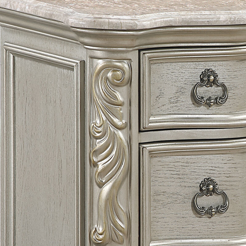 Bella Traditional Wood Nightstand with 3 Drawers, Fully Assembled Bedside Storage Table image number 8