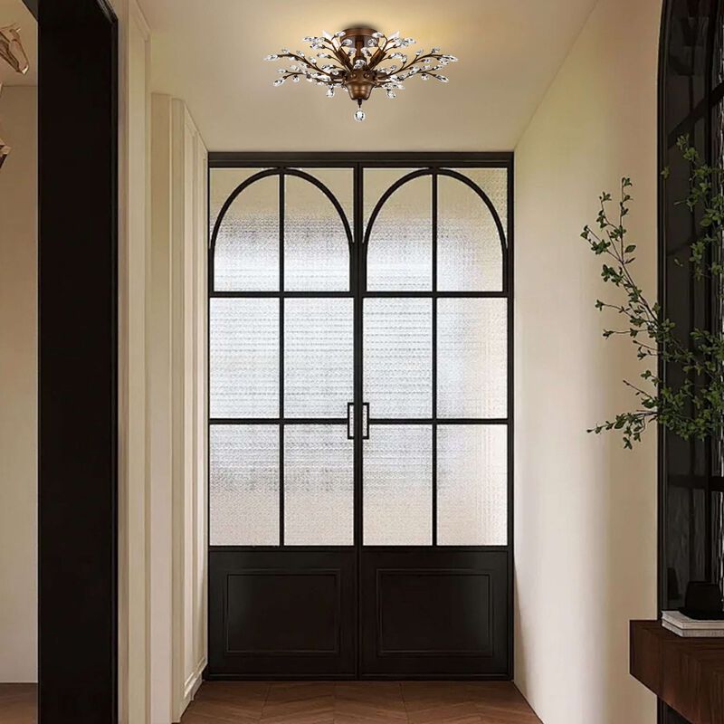 Grace Bronze 4-light Crystal Leaves Flush Mount image number 9