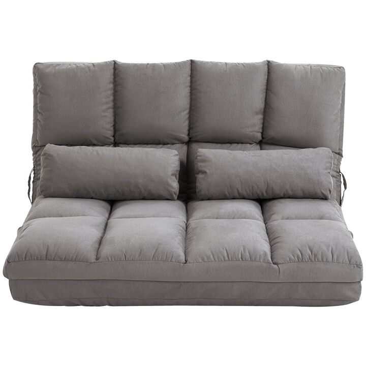 Dark Gray Convertible Bed Chair: Foldable, Adjustable, 2 Pillows