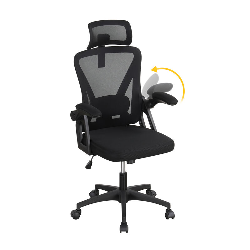 Mesh Office Chair with Adjustable Lumbar Support and Flip-up Armrests image number 3
