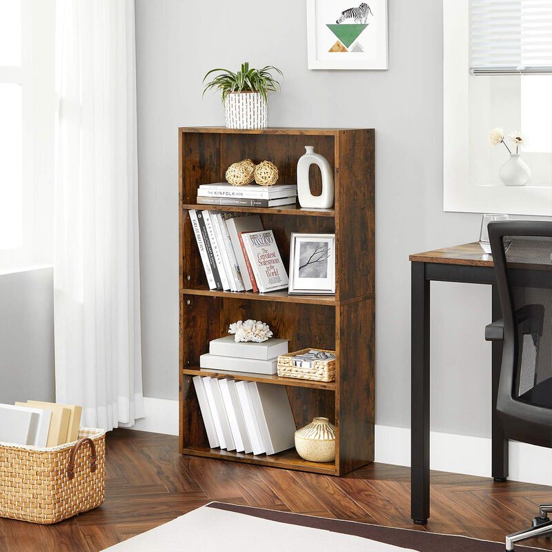 Open Bookcase with Adjustable Storage Shelves, Floor Standing Unit