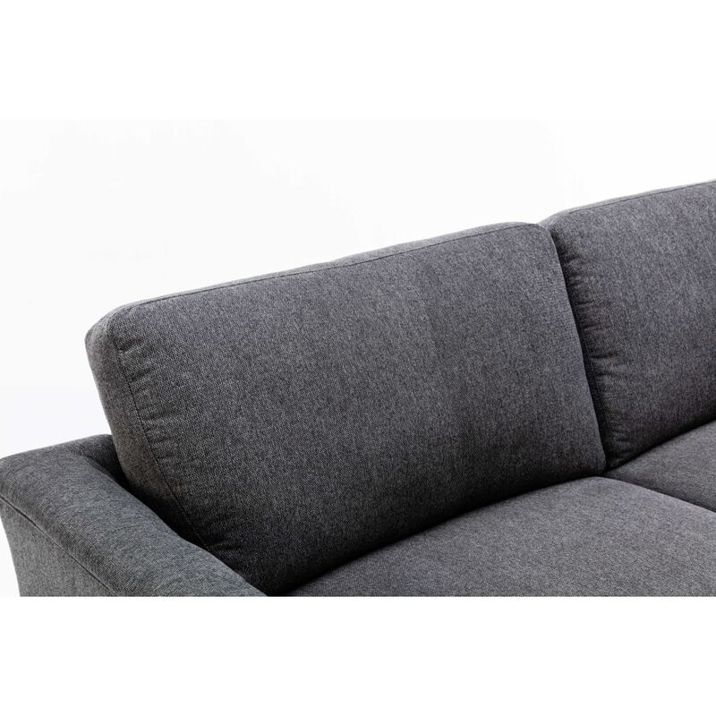 Stanton Dark Gray Linen Sofa with Tufted Arms