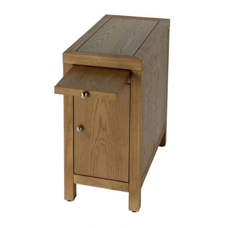Butler Specialty 12 in. W Rectangular Wood 1 Door Narrow End Table with Pull-Out Tray, Natural