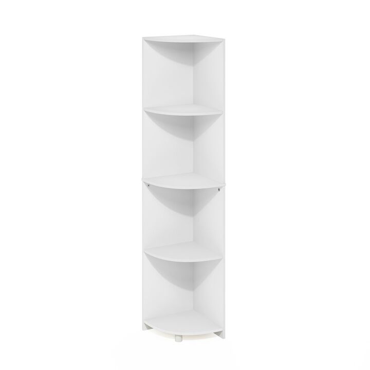 Econ 4-Tier Corner Shelf Bookcase, Bookshelf, White