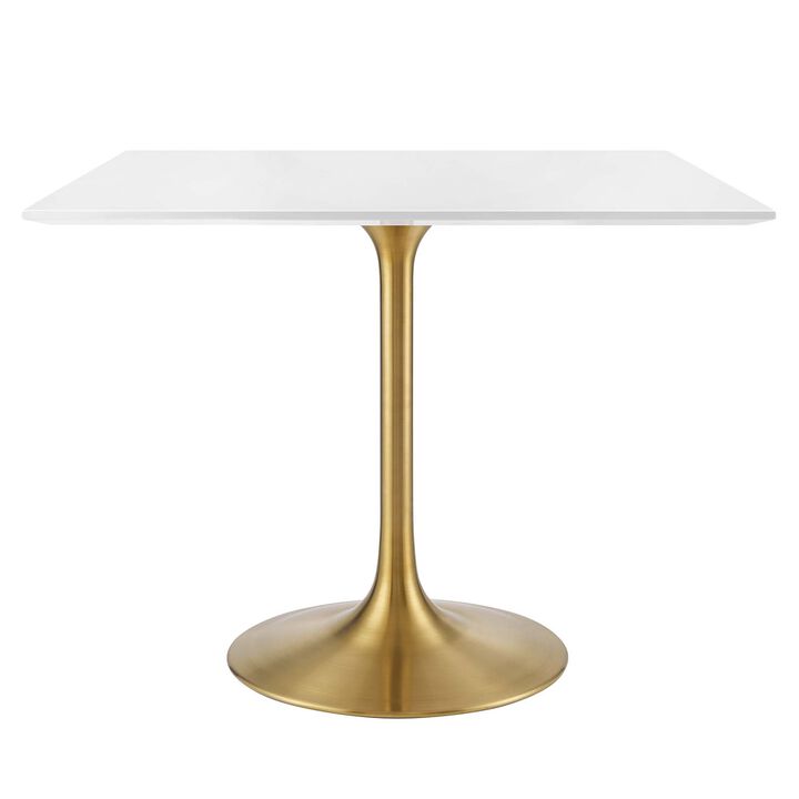 Modway - Lippa 36" Square Wood Top Dining Table Gold White