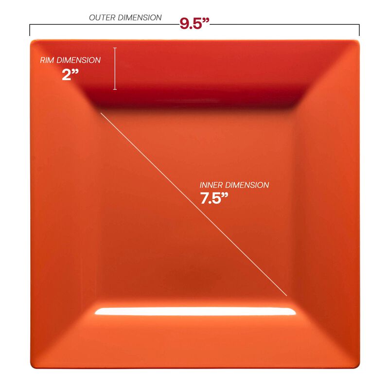 Burnt Orange Square Plastic Plates Dinnerware Value Set (40 Sets) image number 2