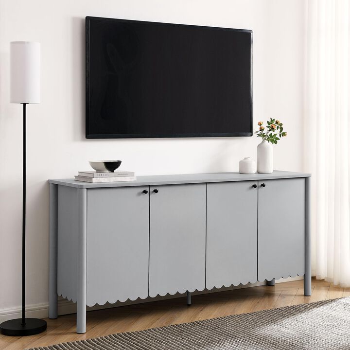 Modway Emmeline 4-Door Scalloped Sideboard in Sage