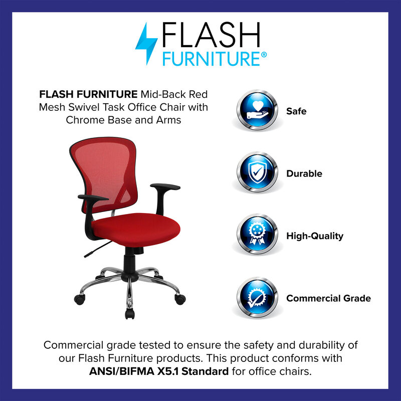 Alfred Mid-Back Dark Gray Mesh Swivel Task Office Chair with Chrome Base and Arms image number 3