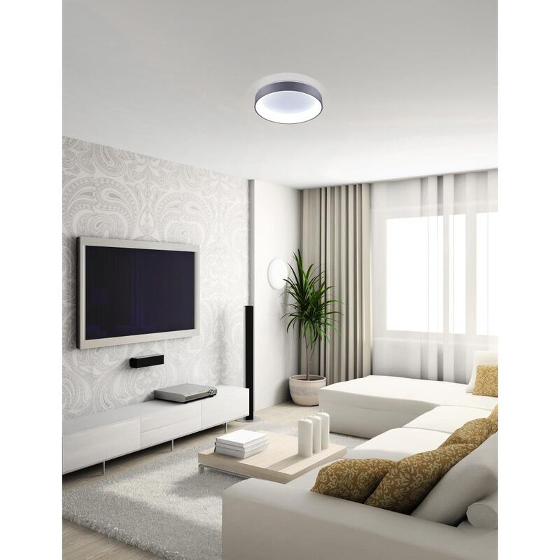 Arenal LED Drum Shade Flush Mount With Gray & White Finish