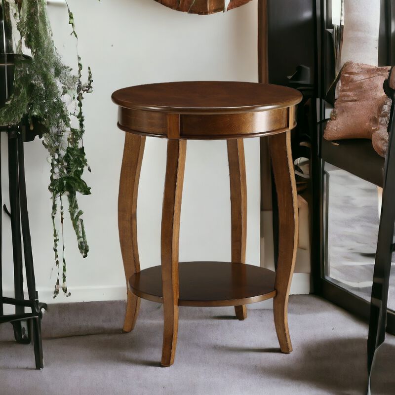 GOODSILO Elegant Round Leg Accent Table with Open Storage Shelf and Wooden Cabriole Leg Design image number 1