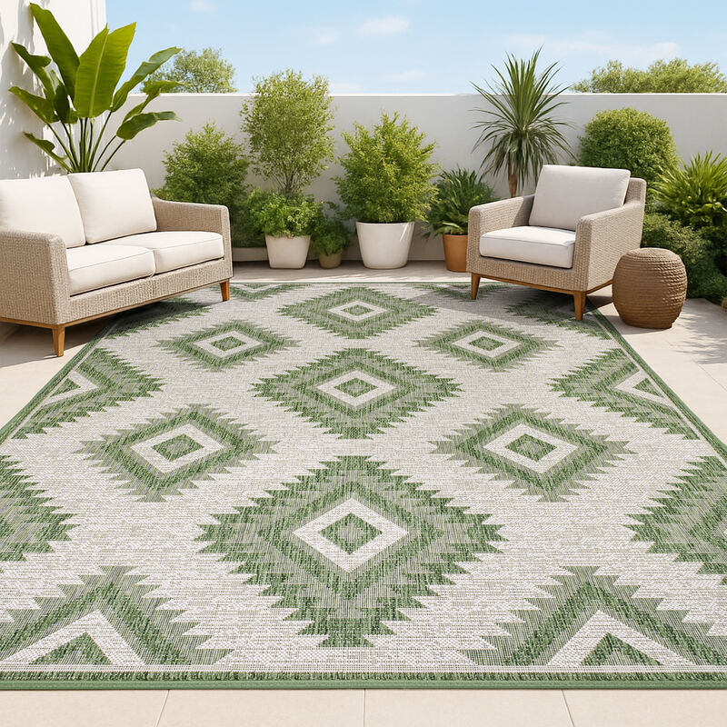 Lior Geometric Moroccan Diamond Indoor/Outdoor Area Rug