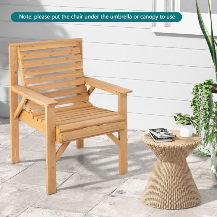 Hivvago Outdoor Fir Wood Chair with Inclined Backrest