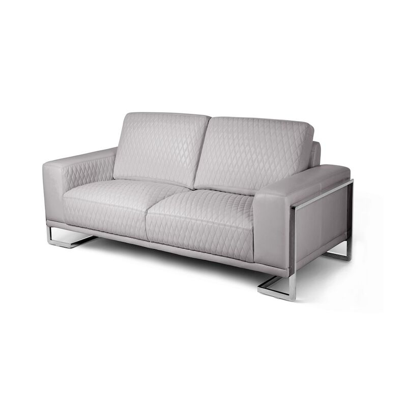 Michael Amini Mia Bella Gianna Loveseat - Light Gray/Stainless Steel