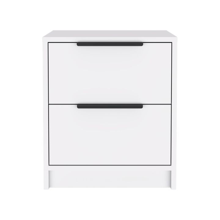 HomeRoots 19" White Wood Two Drawer Nightstand